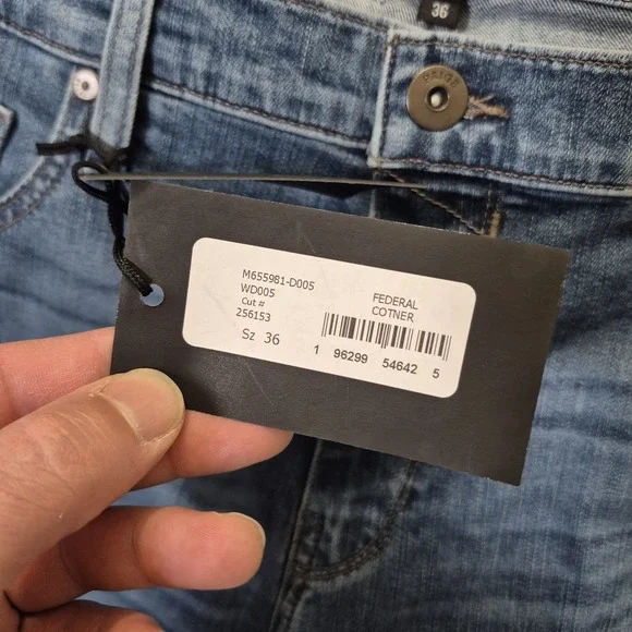 Paige Federal Jeans Mens ACTUAL 38x34 Slim Straight Stretch Comfort Casual New